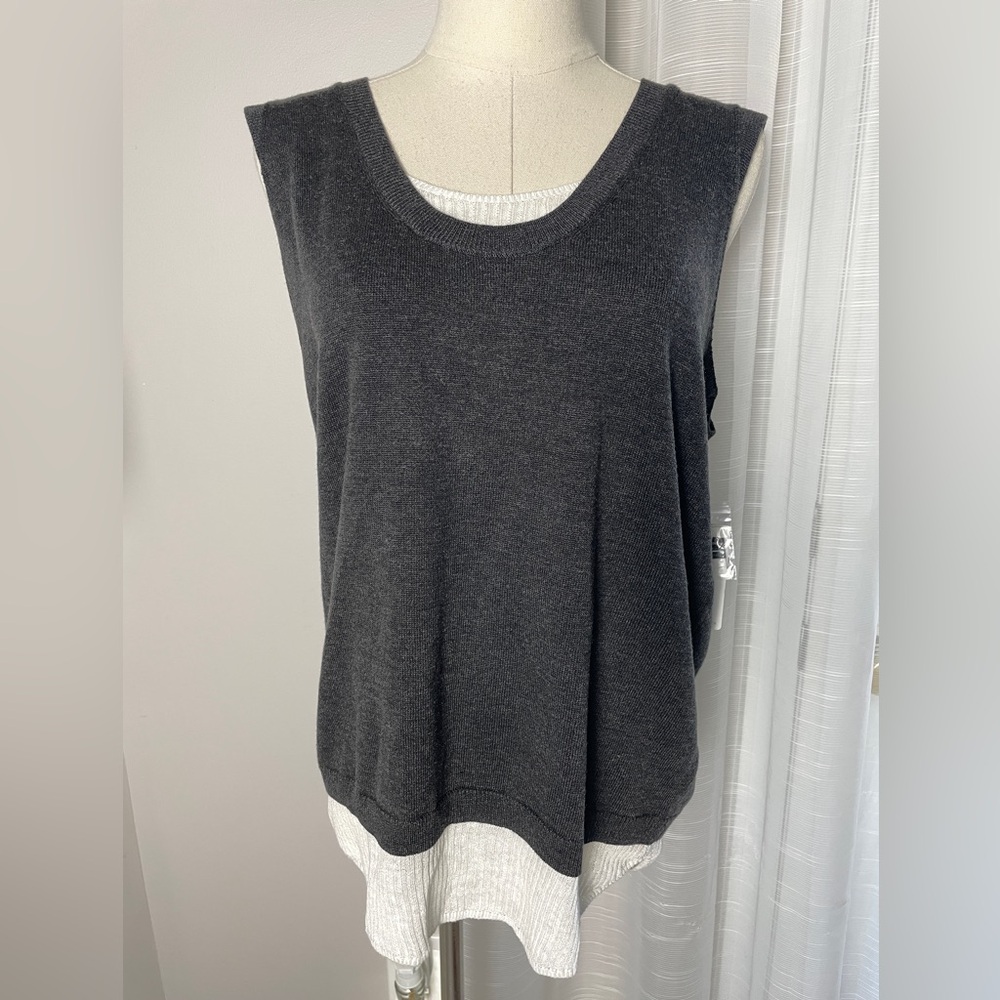 NWT Brochu Walker The Loreen Looker Layered Tank Dark Ash Combo Size Large